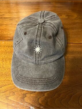 Washed Gray Baseball Cap with White Sun Embroidery